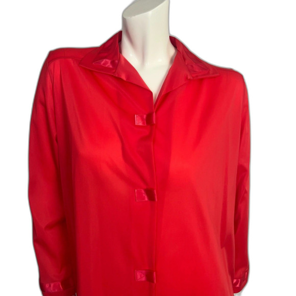 Vintage 1960s Henson Kickernick Red Long Sleeve Button Up Nightgown Size S - Picture 2 of 7